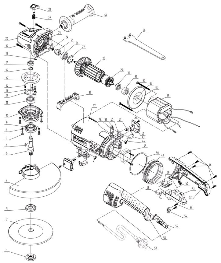 Инструмент [УШМ-П230-2600 ПВСТ] - разборная схема